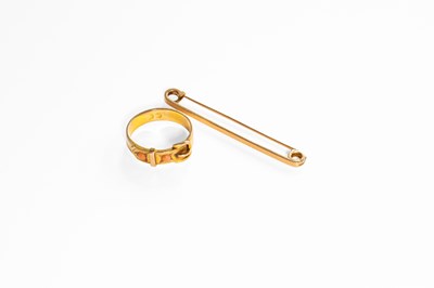 Lot 191 - A Coral Buckle Ring, finger size O; and A Bar...