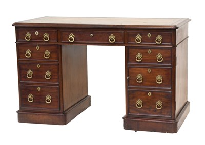 Lot 1289 - A Victorian Mahogany Leather Inset Twin...