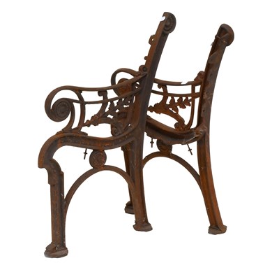 Lot 1180 - A Pair of Victorian Cast Iron Bench Ends, with...