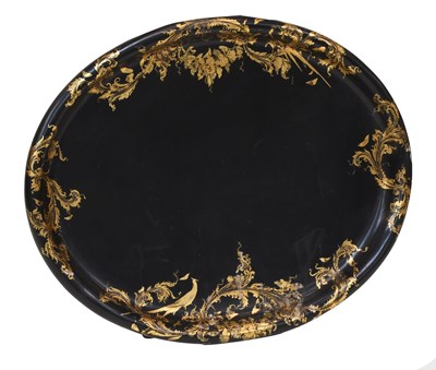 Lot 1279 - A Victorian Papier Mache Serving Tray, oval...
