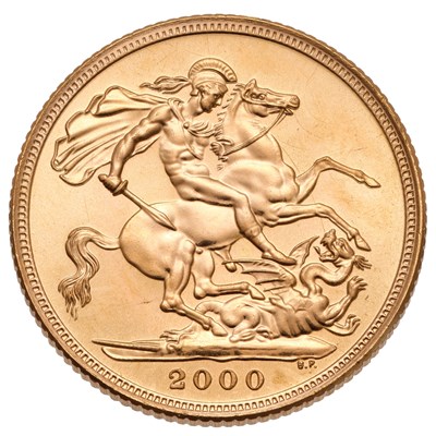 Lot 255 - Elizabeth II, Sovereign 2000; about uncirculated
