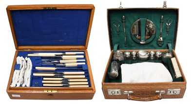 Lot 140 - A Faux Crocodile Skin Travelling Dressing Case,...