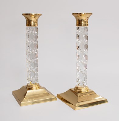 Lot 266 - A Pair of Waterford Crystal Candlesticks, with...