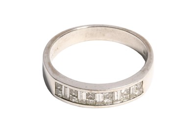 Lot 186 - An 18 Carat White Gold Diamond Half Hoop Ring,...
