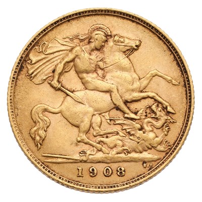 Lot 230 - Edward VII, Half Sovereign 1908; very fine