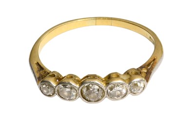 Lot 208 - A Diamond Five Stone ring, the graduated old...