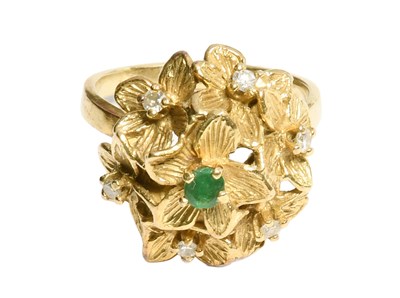 Lot 229 - An Emerald and Diamond Cluster Ring, of...