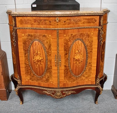 Lot 1232 - A French Style Walut and Marquetry Marble Top...