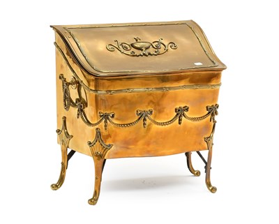 Lot 534 - A Victorian Brass Adam-Style Coal Box, late...