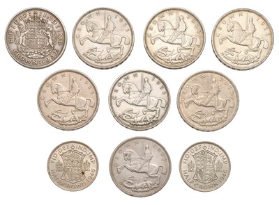 Lot 126 - George V, 7x Crowns 1935, sold together with;...