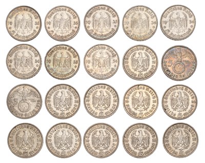 Lot 149 - Germany, Assorted Five Reichsmark Coins, 20 in...