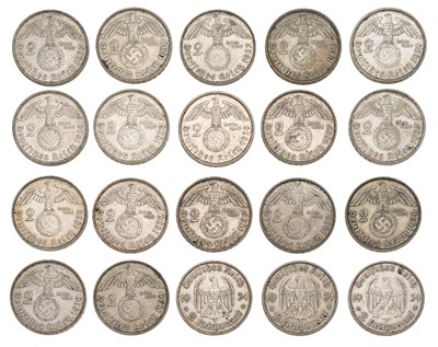 Lot 150 - Germany, Assorted Two Reichsmark Coins, 20 in...