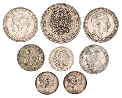 Lot 146 - Germany, Assorted Silver Coins, to include:...