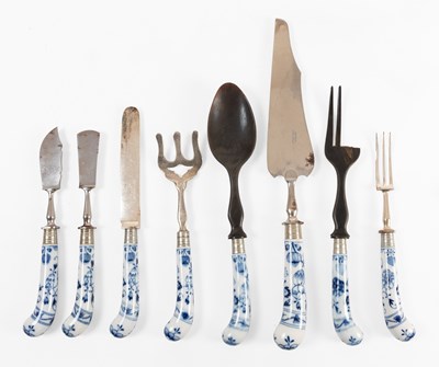 Lot 111 - A Set of Seven Meissen Porcelain Fruit Knives...
