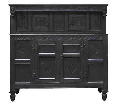 Lot 431 - A Joined Oak Press Cupboard, 17th century and...
