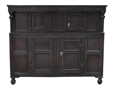 Lot 432 - A 17th Century Joined Oak Press Cupboard, the...