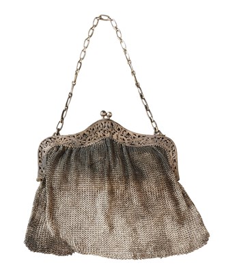 Lot 105 - A Continental Silver-Mounted Mesh Purse,...