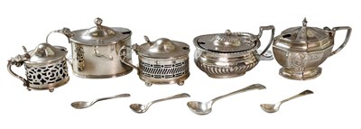 Lot 59 - Five Various Silver Mustard-Pots, variously...