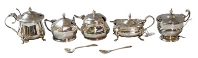 Lot 60 - Five Various Silver Mustard-Pots, variously...