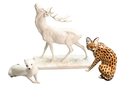Lot 312 - Nymphenburg Porcelain Animals: stoat, stag and...