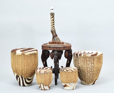 Lot 98 - Animal Furniture: A Group of Zebra Hide Tribal...