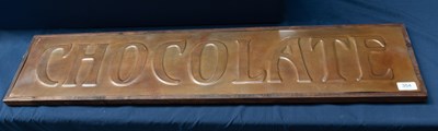 Lot 354 - A Copper "Chocolate" Sign, 100cm by 23cm