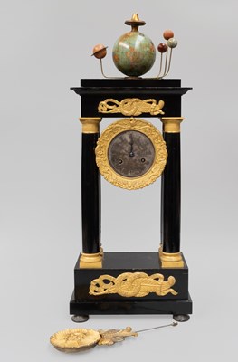 Lot 353 - An Ebonised Portico Orrery Striking Mantel...