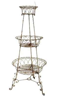 Lot 1181 - Victorian Three Tier Wirework Planter, 152cm high