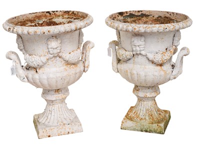 Lot 1182 - A Pair of Victorian White Painted Cast Iron...