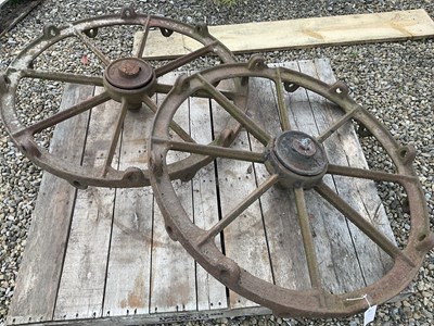 Lot 633 - A Pair of Eight-Spoke Cast Iron Cart Wheels...