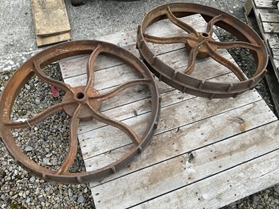 Lot 625 - A Pair of Six-Spoke Cast Iron Cart Wheels 85cm...