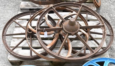 Lot 644 - A Pair of Eight-Spoke Cast Iron Cart Wheels...