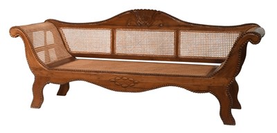 Lot 1190 - A Carved Cane Work Scroll End Sofa, 220cm