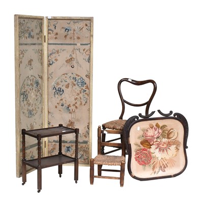 Lot 1204 - A Two Fold Silk Work Dressing Screen, a needle...