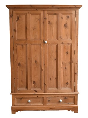 Lot 1208 - A 20th Century Pine Two Door Wardrobe, 132cm...