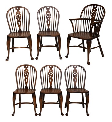 Lot 1216 - A Set of Six 20th Century Elm Wheel Back...