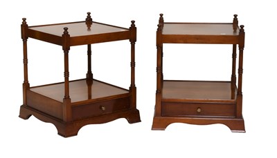 Lot 1297 - Pair of Reproduction Yew Bed Side Tables, 50cm...