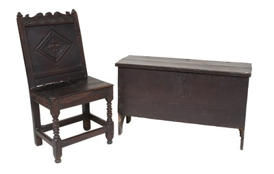 Lot 1418 - A Panelled Oak Side Chair, 17th century, on...