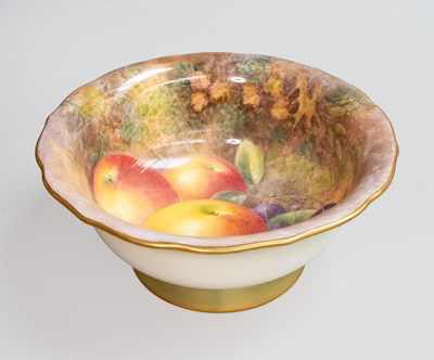 Lot 1251 - A Royal Worcester Porcelain Bowl, painted with...