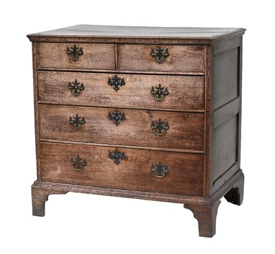 Lot 1301 - A George III Oak Chest Of Drawers, four height...
