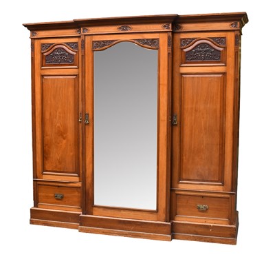 Lot 1317 - A Late Victorian Mirrored Breakfront Wardrobe,...