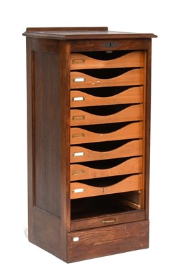 Lot 1328 - A Early 20th Century Oak Tambour Fronted...
