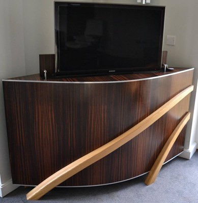 Lot 1453 - A Bespoke Makassar Ebony Television Cabinet,...