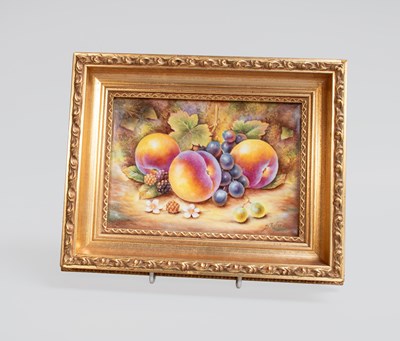Lot 1255 - A Royal Worcester Porcelain Rectangular Plaque,...