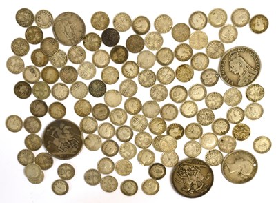 Lot 132 - Mixed British Pre-1920 Silver Coins, sterling...