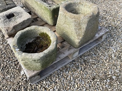 Lot 670 - Two Stone Garden Planters, of cylindrical form...
