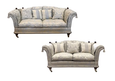 Lot 608 - A Pair of Sofas, modern, covered in light...
