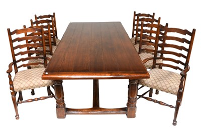 Lot 1419 - A Titchmarsh & Goodwin Style Oak Dining Table,...