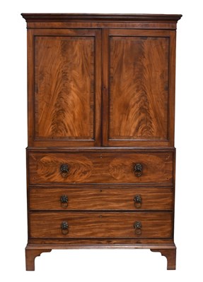 Lot 1387 - A George III Crossbanded Mahogany Secretaire...