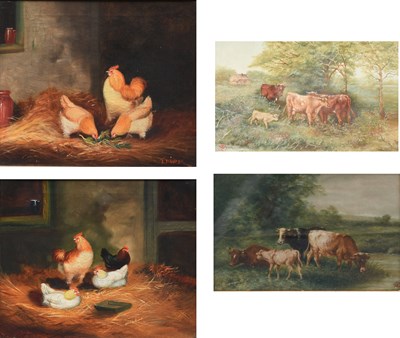Lot 1369 - A Johnson (20th Century) Chickens nesting...